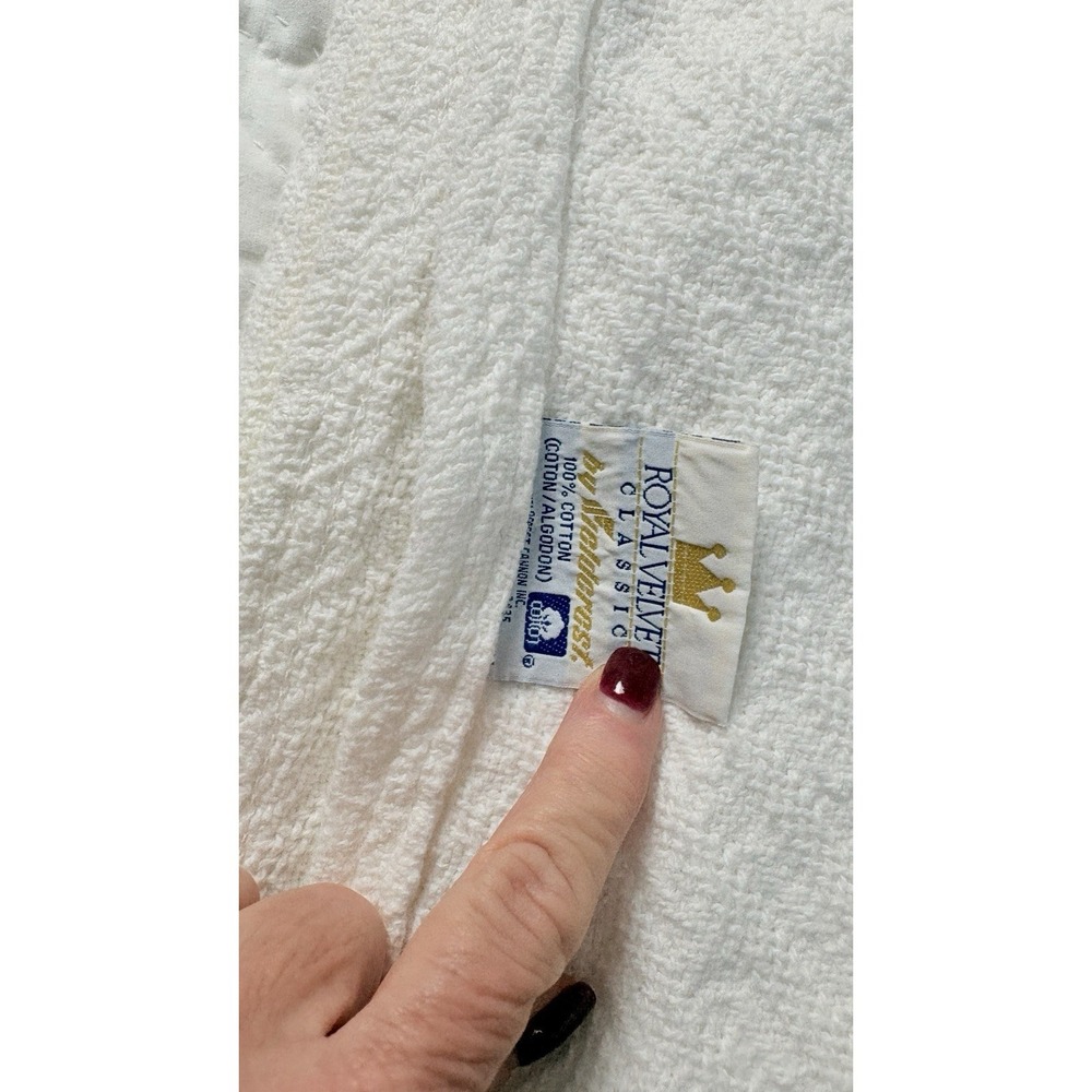 Vintage Fieldcrest Royal Velvet White Woven Cotton Full Queen Blanket Made USA - Picture 3 of 13
